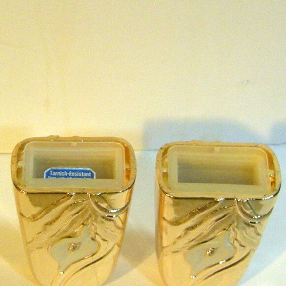 Vintage Salt And Pepper Shakers Calla Lilly Design Tarnish Resistant Japan - Picture 5 of 5